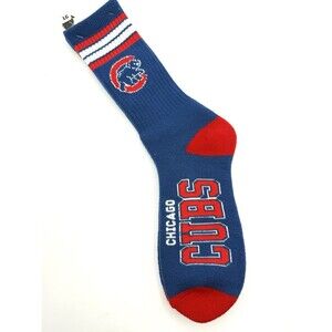 CHICAGO‎ CUBS 4 Stripe Deuce Men's Large Crew Socks 10-13 Royal Blue Red